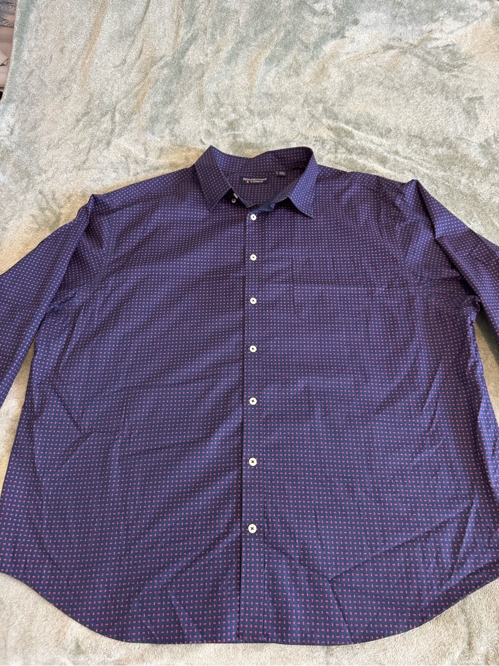 Roundtree & Yorke Men's Navy and Purple Micro-Print Dress Shirt